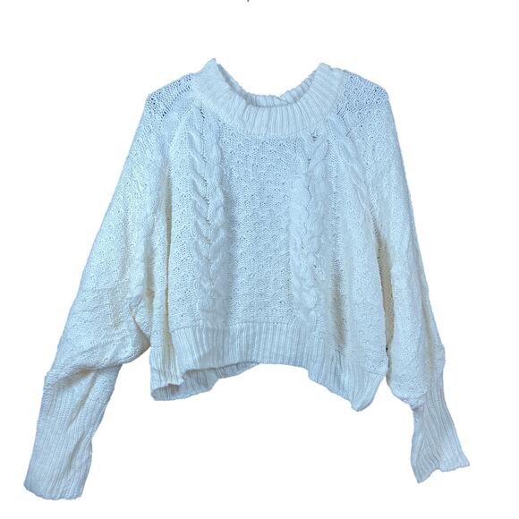 Moon & Madison Womens Sweater Cream Boxy Open Cable Knit Long Sleeve Small - Picture 1 of 12